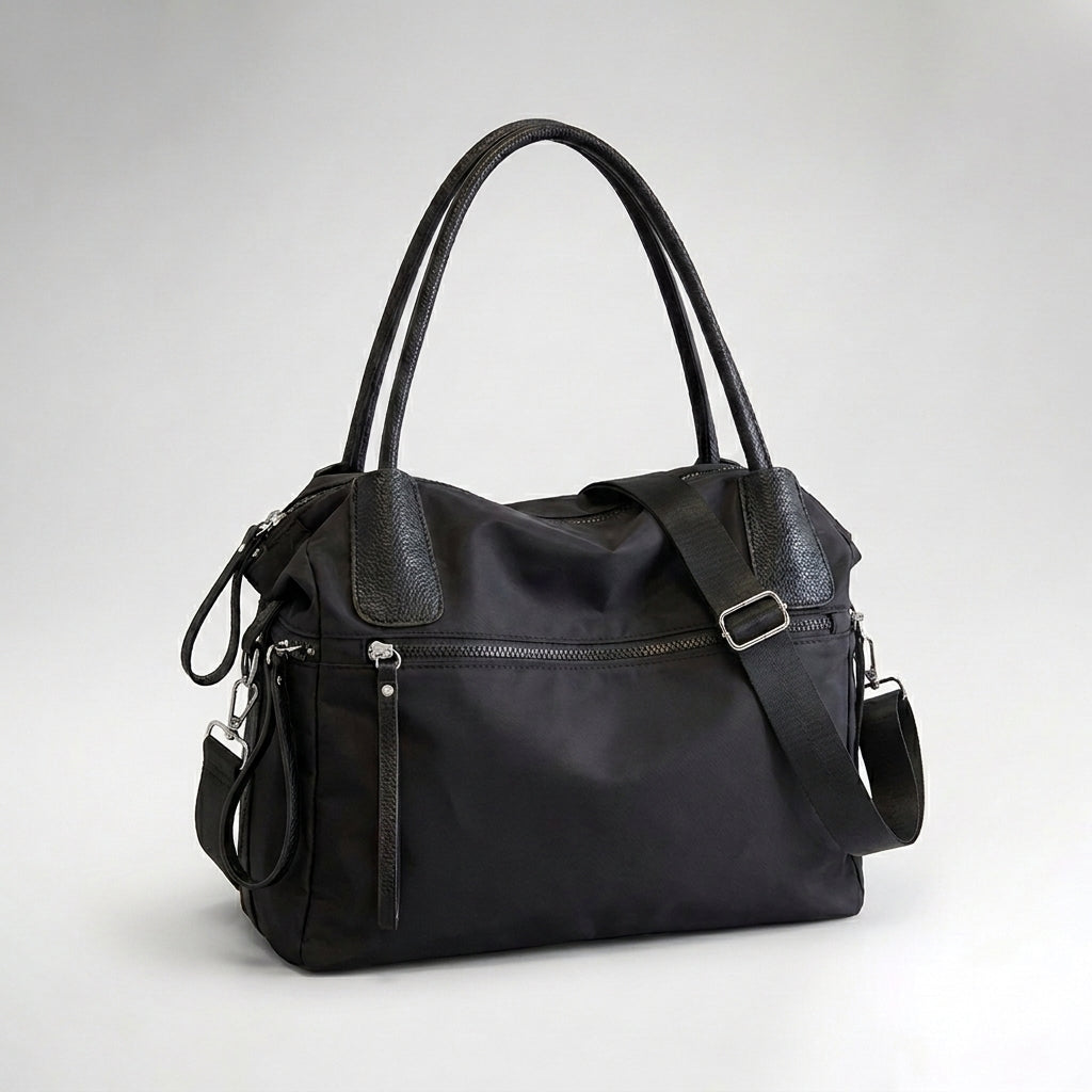 The Weekday Tote in chocolate brown with shoulder strap